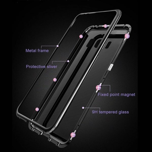 Magnetic Metal 360 Adsorption Phone Glass Cover Case For Samsung Galaxy ...